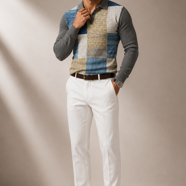 Camisa Polo D'Avanti® 1028 Geométrica Estilo Moderno