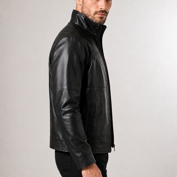 Jaqueta Masculina de Couro com Gola Alta D'Avanti® 1122
