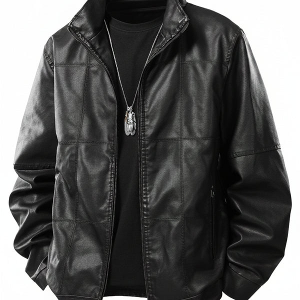 Jaqueta Masculina de Couro com Gola Alta D'Avanti® 1122